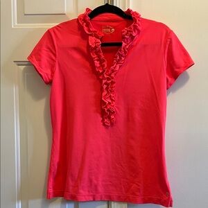 LILLY PULITZER Frida Ruffled Polo Top Size M